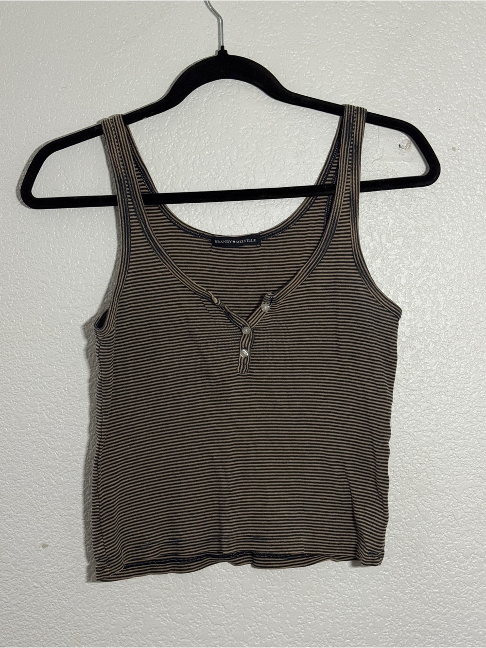 Brandy Melville Striped Henley Ribbed Tank
